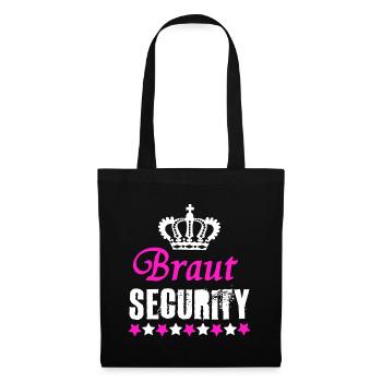 Braut Security - Funny JGA Shirt - Junggesellinnen - Stoffbeutel - Schwarz - Vorne