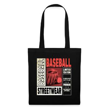 Baseball Baseballspieler USA Sport Vintage Retro - Stoffbeutel - Schwarz - Vorne