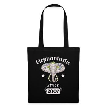 Elephantastic since 2007, Elefantenkopf geschmückt - Stoffbeutel - Schwarz - Vorne
