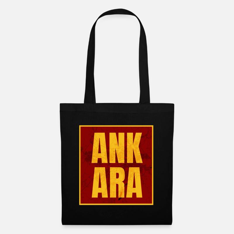Ankara Großbuchstaben Gelb Rot - Stoffbeutel - Schwarz