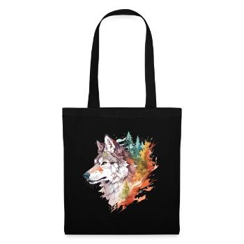 Wolf Wolf’s Head Nature Wilderness Adventure Art forestier - Sac en tissu - noir - Devant