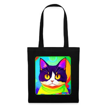 Chat de mauvaise humeur aux couleurs vives - Sac en tissu - noir - Devant