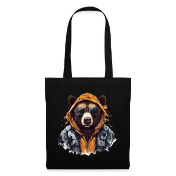 Ours de rue | Amants d’ours - Sac en tissu - noir - Devant