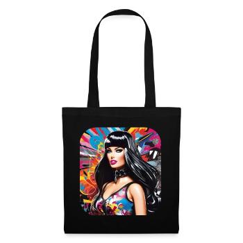 Cool colorful girl with pink mouth - Tote Bag - black - Front