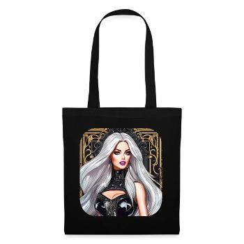 Anime Gothic Girl in Schwarz gold - Stoffbeutel - Schwarz - Vorne