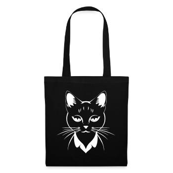 Lustige Katze Silhouette Freche Spaß Katzen - Stoffbeutel - Schwarz - Vorne