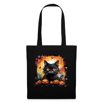 Halloween Pumpkin Cat - Petits monstres mignons - Sac en tissu - noir - Devant