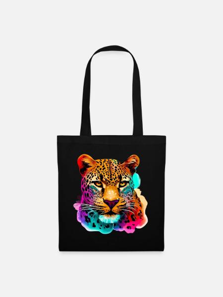Leopard - Stoffbeutel - Schwarz
