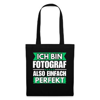 Einfach ein Perfekter Fotograf - Stoffbeutel - Schwarz - Vorne