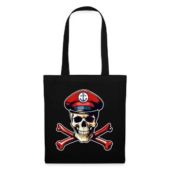 Crâne avec casquette de capitaine - Sac en tissu - noir - Devant