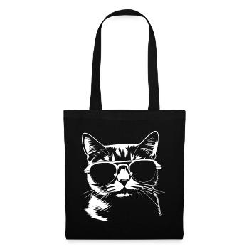 Lustige Katze mit Sonnenbrille Kätzchen Sonnenbrille Katzen - Stoffbeutel - Schwarz - Vorne