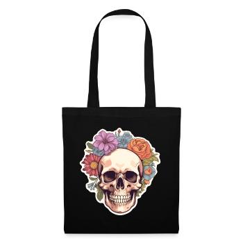 Human Skull & Flowers 4 - Tote Bag - black - Front