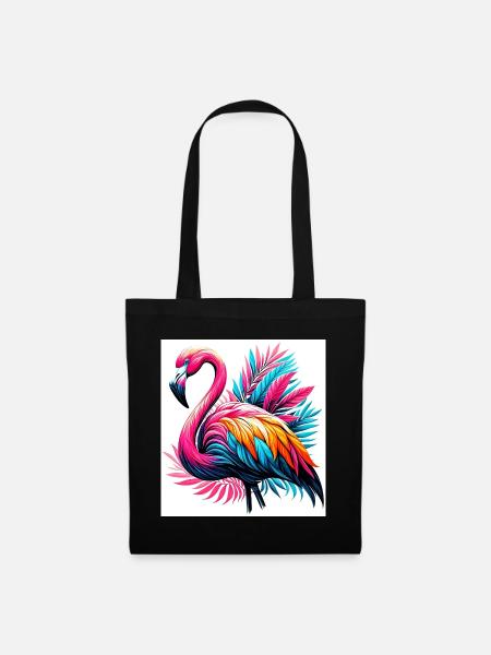 Rosa Flamingo - Stoffbeutel - Schwarz