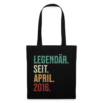 Legendär. Seit. April. 2016. Retro Birthday - Stoffbeutel - Schwarz - Vorne
