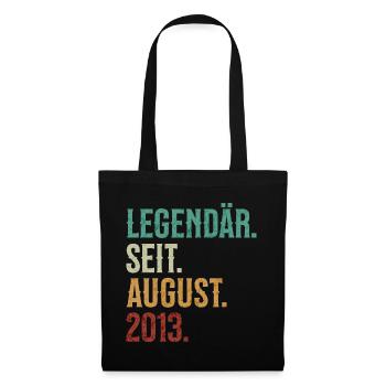 Legendär. Seit. August. 2013. Retro Birthday - Stoffbeutel - Schwarz - Vorne