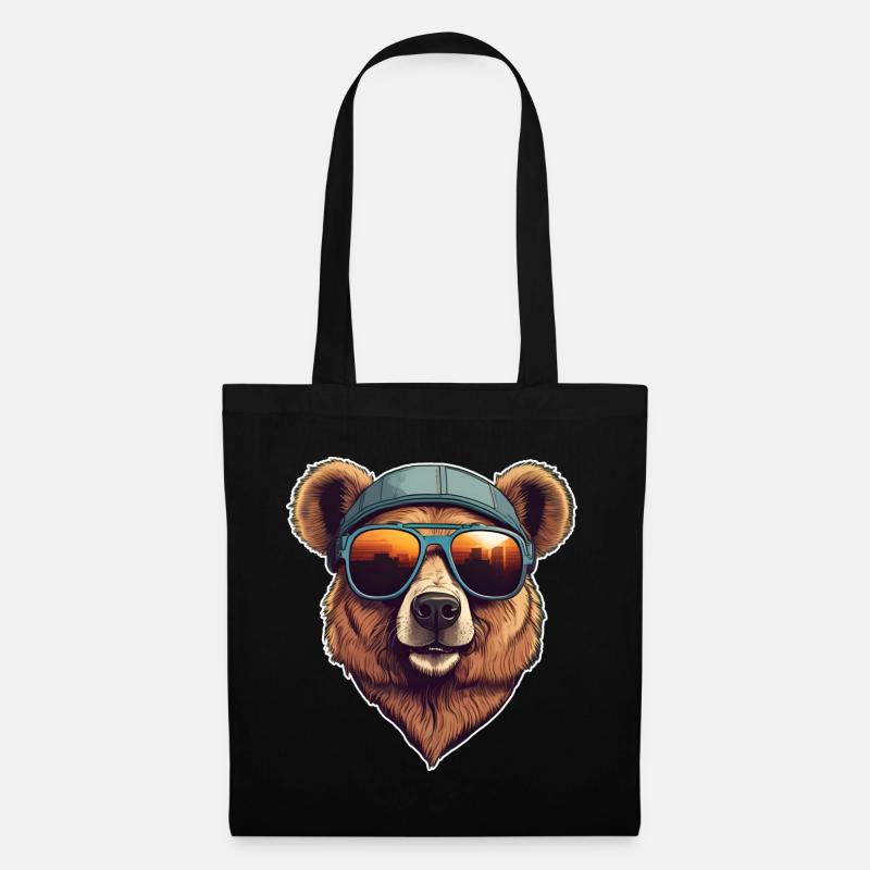 Cooler Bär mit Sonnenbrille - Stoffbeutel - Schwarz
