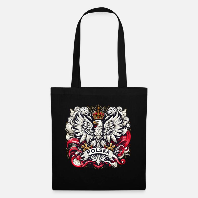 Polen Polska polnisch Wappen Adler Flagge Geschenk - Stoffbeutel - Schwarz