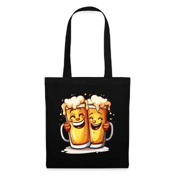 Bière Drôle Chopes De Bière Rire Boire Alcool Humour - Sac en tissu - noir - Devant