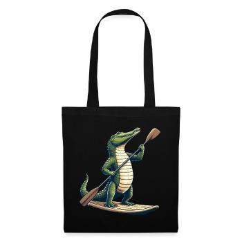 Crocodile on stand-up paddle - Tote Bag - black - Front