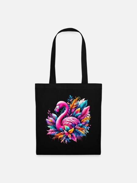 Flamingo - Stoffbeutel - Schwarz