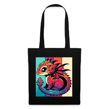 Drache - Stoffbeutel - Schwarz - Vorne