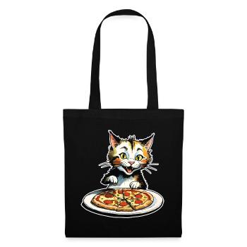 Le chat adore la pizza - Sac en tissu - noir - Devant