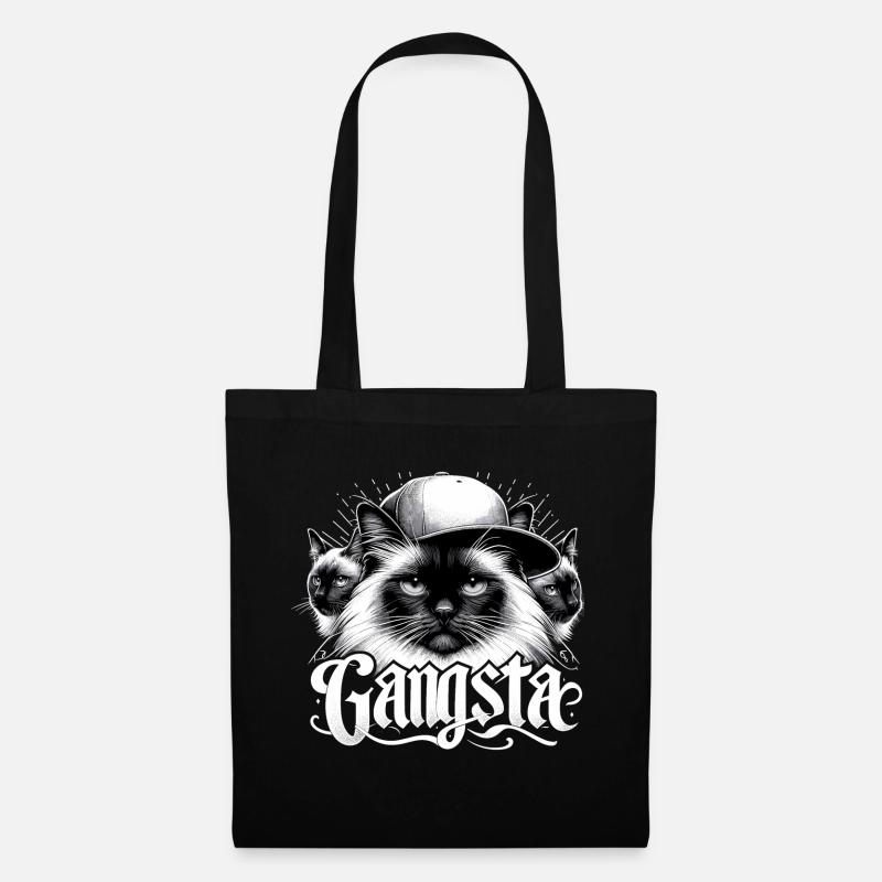 Heilige Birma Katze Birmakatze Trio Gangsta Gesche - Stoffbeutel - Schwarz