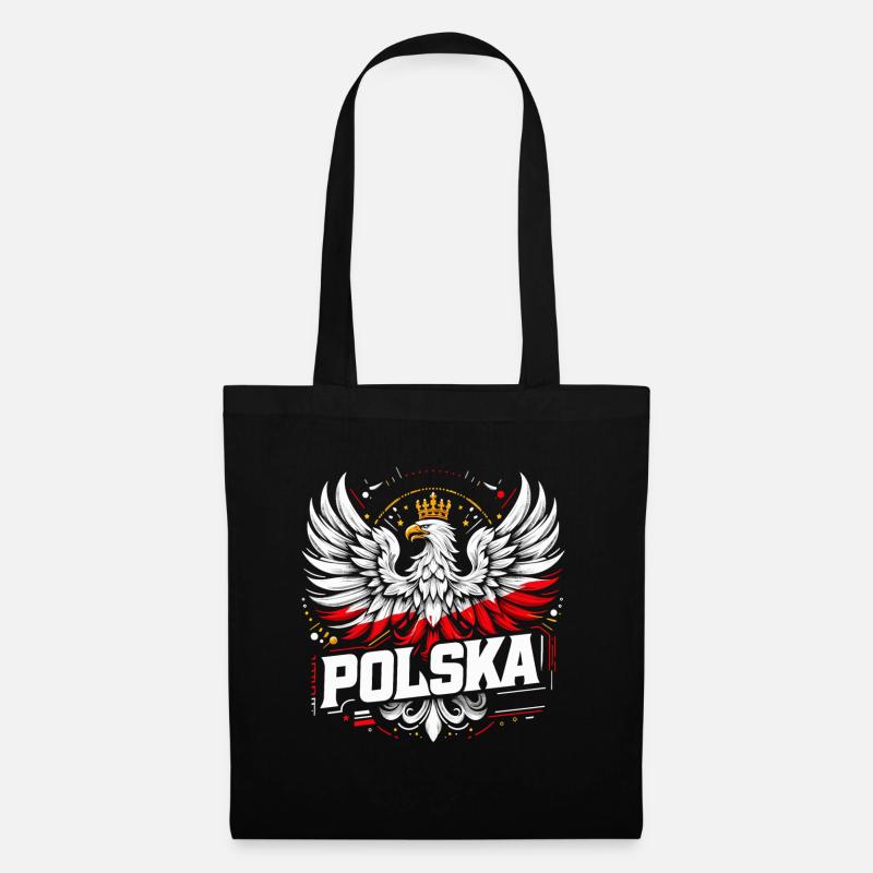 Polen Polska polnisch rot weiß Adler Krone Geschen - Stoffbeutel - Schwarz