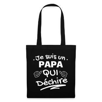 Humour Paternité Papa déchire - Sac en tissu - noir - Devant