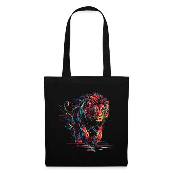 Lion courant tête de lion néon prédateur coloré - Sac en tissu - noir - Devant