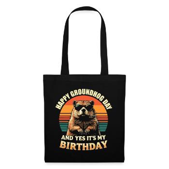 Happy Groundhog Day Cool Groundhog with Sunglasses - Tote Bag - black - Front