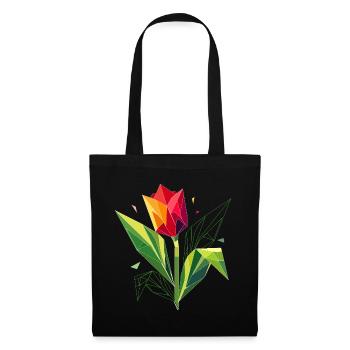 Tulipe géométrique – l’élégance dans les polygones - Sac en tissu - noir - Devant