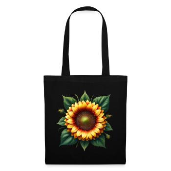 Sonnenblume gelb Blumenranke Blume blumig floral - Stoffbeutel - Schwarz - Vorne