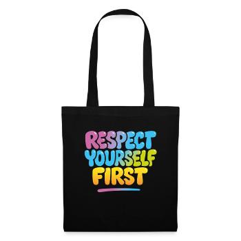 Respektiere dich selbst erstes buntes Zitat Shirt Gen Z - Stoffbeutel - Schwarz - Vorne