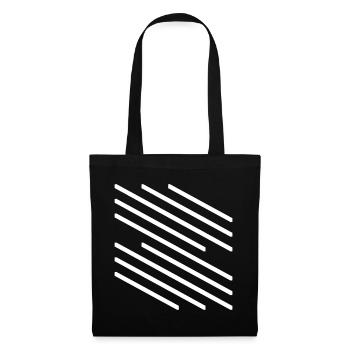 Minimalistisches Design mit diagonalem Linienmuster - Stoffbeutel - Schwarz - Vorne
