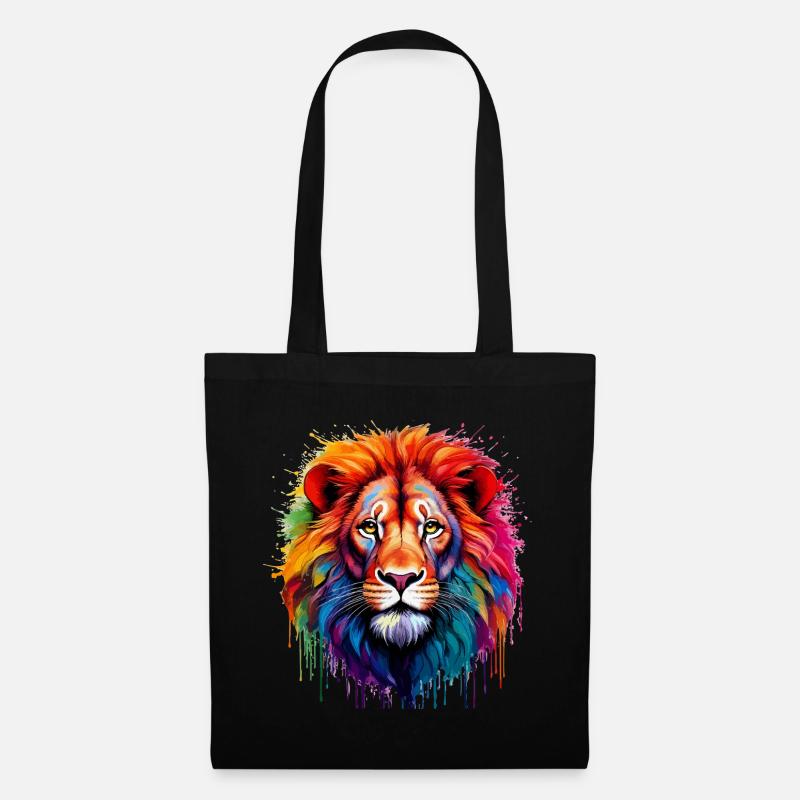 Regenbogenlöwe Kunstspritzer - Stoffbeutel - Schwarz