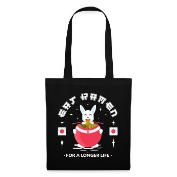 Chemise drôle Manger des ramen pour la longue vie - Sac en tissu - noir - Devant