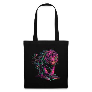 Lion courant Tête de Lion Coloré Prédateur Animal Sauvage - Sac en tissu - noir - Devant