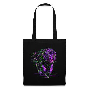 Lion courant Tête de Lion Coloré Prédateur Animal Sauvage - Sac en tissu - noir - Devant
