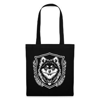 Husky Schild mit Lorbeerkranz - Stoffbeutel - Schwarz - Vorne