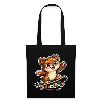 Cuddly Bear Skateboard Adventure - Tote Bag - black - Front