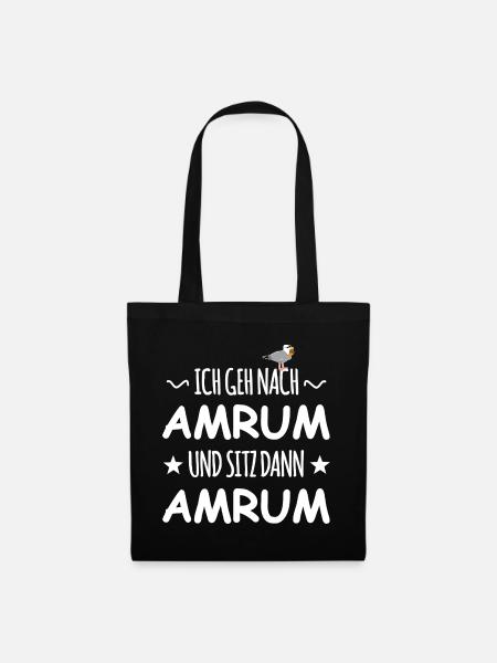 Amrum mit Schnaps Möwe - Stoffbeutel - Schwarz