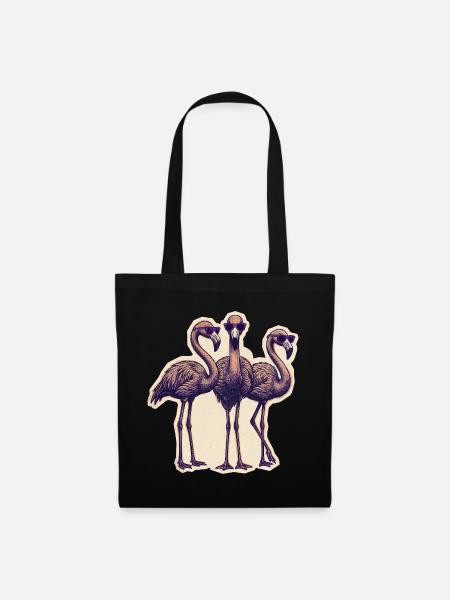 Flamingos Mit Sonnenbrille - Stoffbeutel - Schwarz