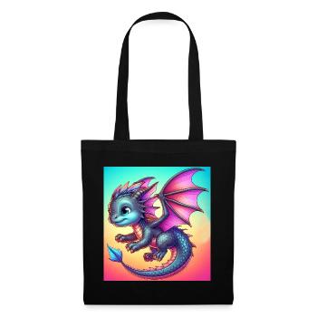 Drache - Stoffbeutel - Schwarz - Vorne