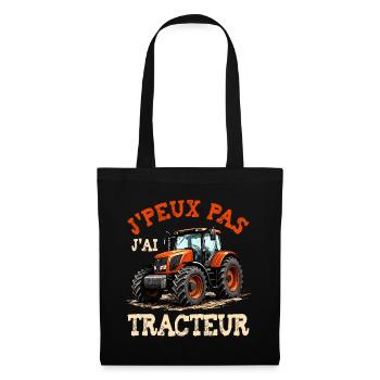 J’peux pas j’ai tracteur - humour agriculture - Sac en tissu - noir - Devant