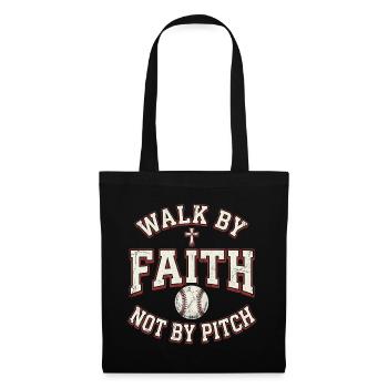 Walk By Faith Not By Pitch Christian Baseball - Tote Bag - black - Front