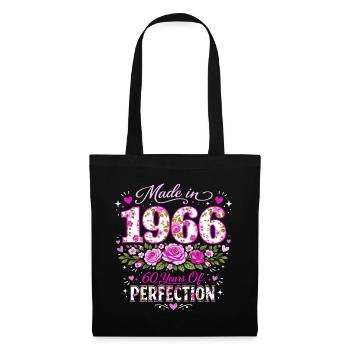 Woman's 60th Birthday Gift - 1966 Birthday Floral - Tote Bag - black - Front