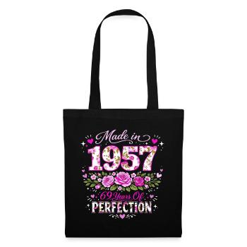 69 Years Woman Gift - 1957 Birthday Floral - Tote Bag - black - Front