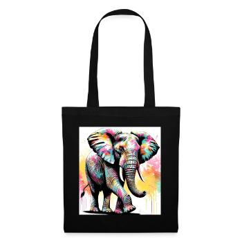 Elefant - Stoffbeutel - Schwarz - Vorne