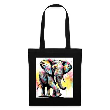 Elefant - Stoffbeutel - Schwarz - Vorne